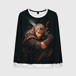 Свитшот мужской Ведьмак Геральт - персонаж, цвет: 3D-белый