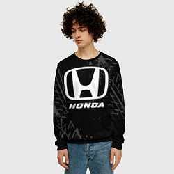 Свитшот мужской Honda speed на темном фоне со следами шин, цвет: 3D-черный — фото 2