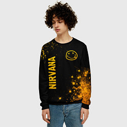 Свитшот мужской Nirvana - gold gradient: надпись, символ, цвет: 3D-черный — фото 2
