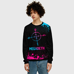 Свитшот мужской Megadeth - neon gradient, цвет: 3D-черный — фото 2