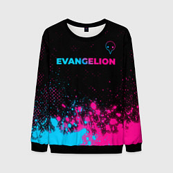 Мужской свитшот Evangelion - neon gradient: символ сверху