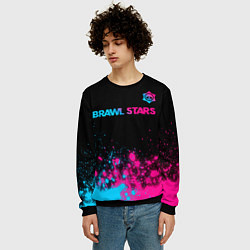 Свитшот мужской Brawl Stars - neon gradient: символ сверху, цвет: 3D-черный — фото 2