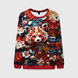 Мужской свитшот Красная панда в цветах