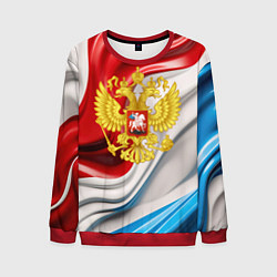 Мужской свитшот Герб России на фоне флага