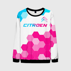 Свитшот мужской Citroen neon gradient style: символ сверху, цвет: 3D-черный