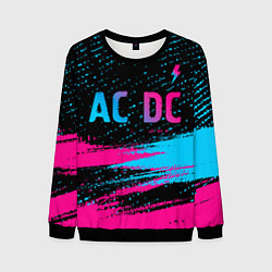 Свитшот мужской AC DC - neon gradient: символ сверху, цвет: 3D-черный