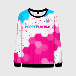 Мужской свитшот Poppy Playtime neon gradient style: символ сверху