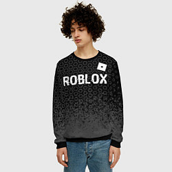 Свитшот мужской Roblox glitch на темном фоне: символ сверху, цвет: 3D-черный — фото 2