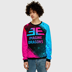 Свитшот мужской Imagine Dragons - neon gradient, цвет: 3D-черный — фото 2
