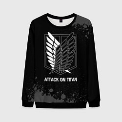 Мужской свитшот Attack on Titan glitch на темном фоне