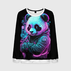 Свитшот мужской Панда в неоновом свете, цвет: 3D-белый