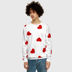 Свитшот мужской Красные сердечки на белом, цвет: 3D-белый — фото 2