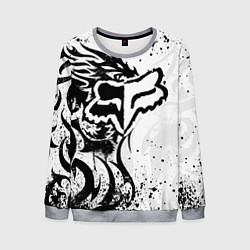 Свитшот мужской Fox motocross - белый дракон, цвет: 3D-меланж