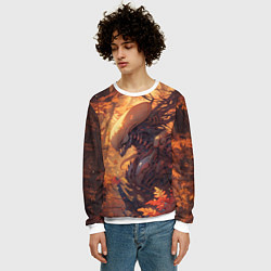 Свитшот мужской Ксеноморф в осеннем лесу, цвет: 3D-белый — фото 2