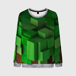 Свитшот мужской Зелёный блоковый паттерн, цвет: 3D-меланж