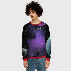 Свитшот мужской Фон космоса звёздное небо, цвет: 3D-красный — фото 2