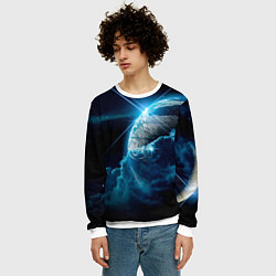 Свитшот мужской Космос и сияющая планета, цвет: 3D-белый — фото 2
