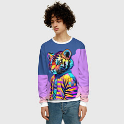 Свитшот мужской Cool tiger cub - pop art, цвет: 3D-белый — фото 2