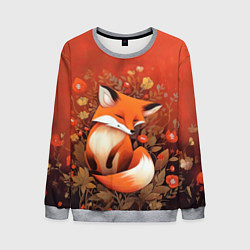 Свитшот мужской Довольный лисёнок, цвет: 3D-меланж