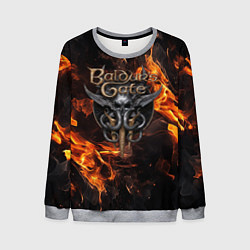 Свитшот мужской Baldurs Gate 3 fire logo, цвет: 3D-меланж