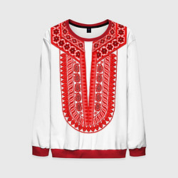 Свитшот мужской Красная славянская вышиванка, цвет: 3D-красный