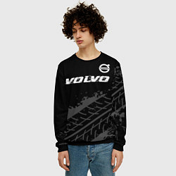 Свитшот мужской Volvo speed на темном фоне со следами шин: символ, цвет: 3D-черный — фото 2