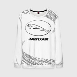 Свитшот мужской Jaguar speed на светлом фоне со следами шин, цвет: 3D-белый