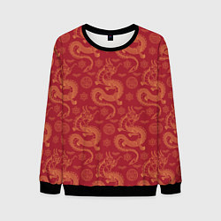 Свитшот мужской Dragon red pattern, цвет: 3D-черный