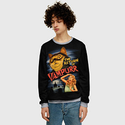 Свитшот мужской Кот вампир, цвет: 3D-меланж — фото 2