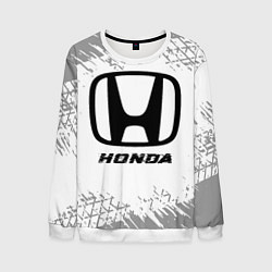 Свитшот мужской Honda speed на светлом фоне со следами шин, цвет: 3D-белый