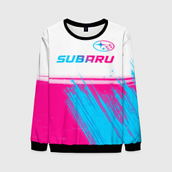 Мужской свитшот Subaru neon gradient style: символ сверху