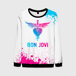 Свитшот мужской Bon Jovi neon gradient style, цвет: 3D-черный