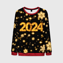 Мужской свитшот Новый 2024 год - золотые снежинки
