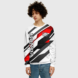 Свитшот мужской Honda - red and white, цвет: 3D-белый — фото 2
