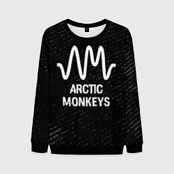 Свитшот мужской Arctic Monkeys glitch на темном фоне, цвет: 3D-черный
