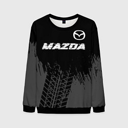 Свитшот мужской Mazda speed на темном фоне со следами шин: символ, цвет: 3D-черный