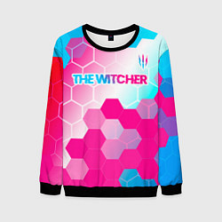 Мужской свитшот The Witcher neon gradient style: символ сверху