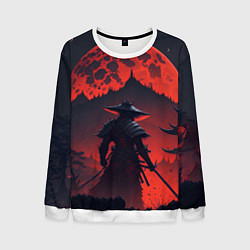 Мужской свитшот Samurai and red moon - нейросеть