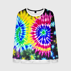 Свитшот мужской Colorful floral composition - tie-dye, цвет: 3D-белый