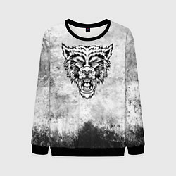 Свитшот мужской Texture - разозленный волк, цвет: 3D-черный