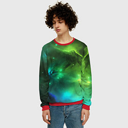 Свитшот мужской Бескрайний космос зелёный, цвет: 3D-красный — фото 2