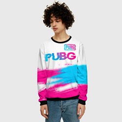 Свитшот мужской PUBG neon gradient style посередине, цвет: 3D-черный — фото 2