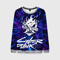 Свитшот мужской Cyberpunk 2077: samurai blue, цвет: 3D-меланж