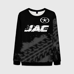 Мужской свитшот JAC speed на темном фоне со следами шин посередине