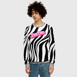 Свитшот мужской Ретро Барби - паттерн полосок зебры, цвет: 3D-меланж — фото 2