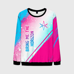 Свитшот мужской Bring Me the Horizon neon gradient style вертикаль, цвет: 3D-черный