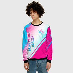 Свитшот мужской Bring Me the Horizon neon gradient style вертикаль, цвет: 3D-черный — фото 2