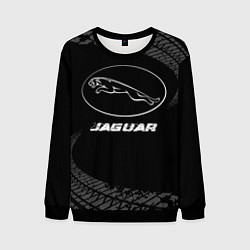 Мужской свитшот Jaguar speed на темном фоне со следами шин