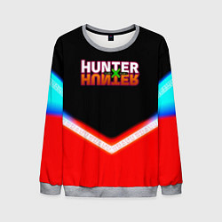 Мужской свитшот Охотник х Охотник неоновые иероглифы