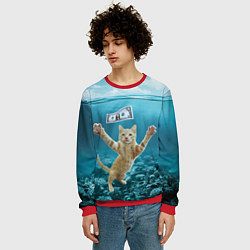 Свитшот мужской Nirvana Cat, цвет: 3D-красный — фото 2